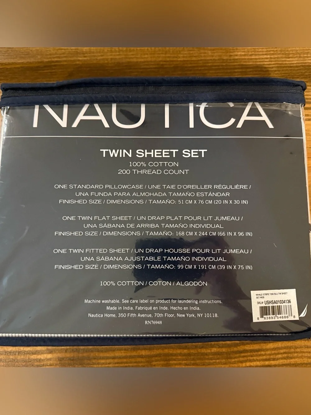 Nautica White Sheet Set with Navy Whale Motif